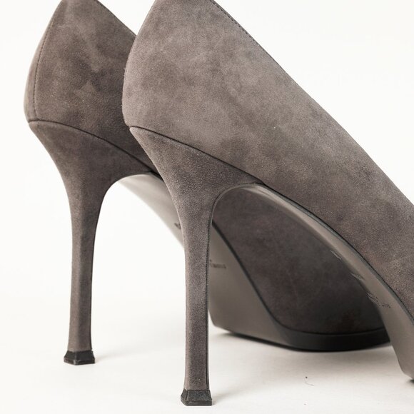 Saint Laurent Tribute Earth Grey Suede Platform Pumps - Picture 8 of 11